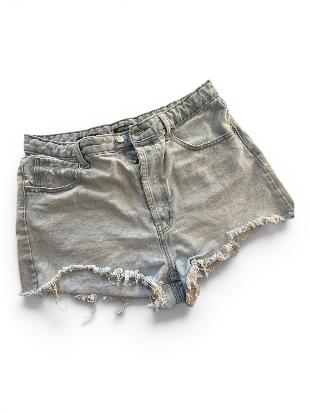 WILD FABLE Highest Rise  Light Wash Button Up Frayed Hem Cut Off Denim Shorts